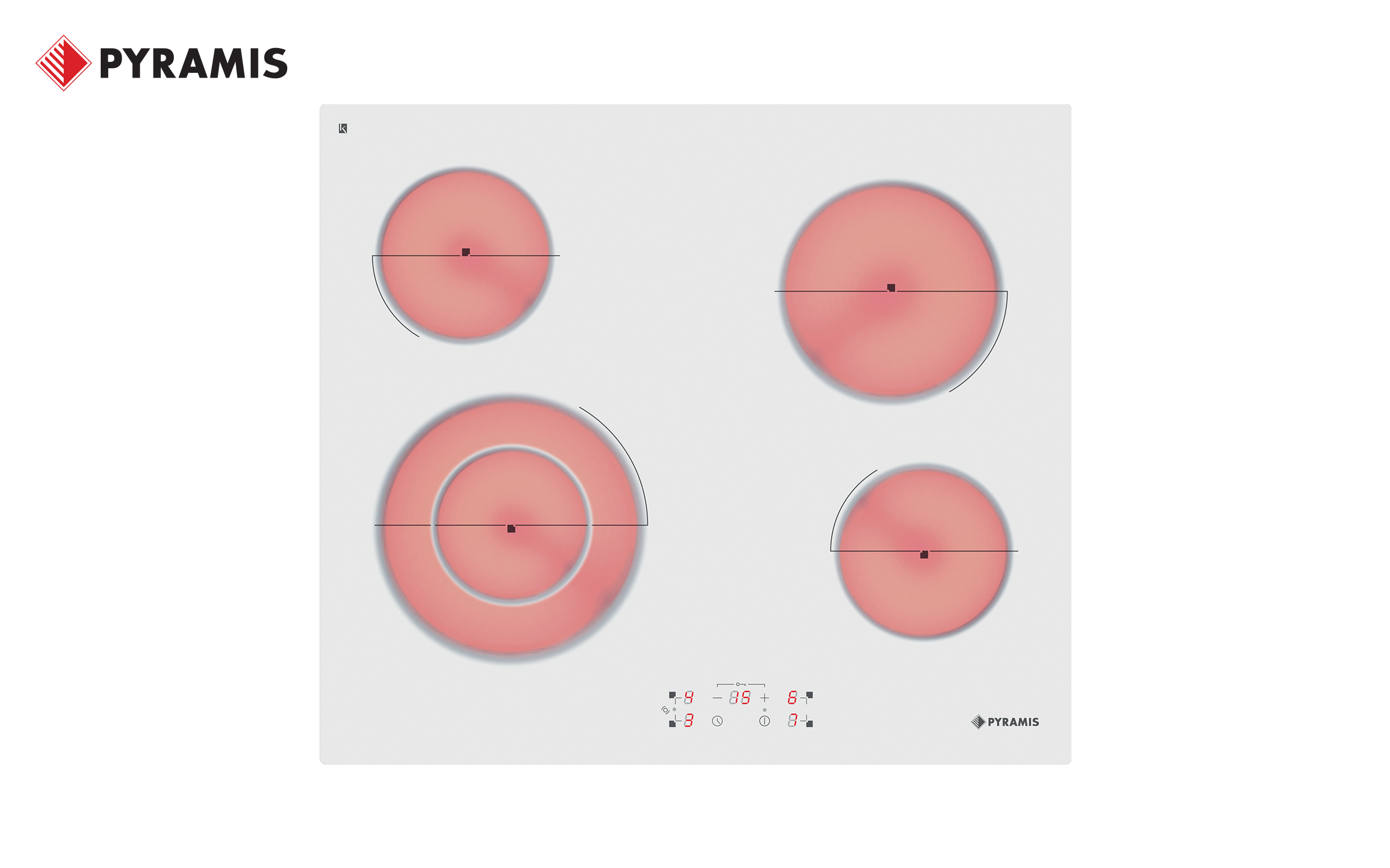 Plita ceramica PYRAMIS, 5 zone, alb  1